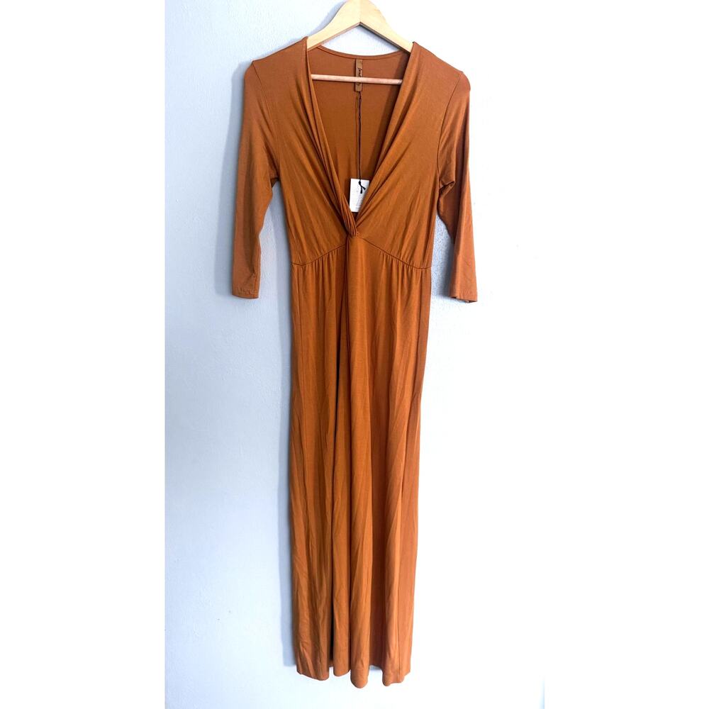 new RACHEL PALLY mustard dark yellow modal stretch 3/4 sleeve long maxi dress